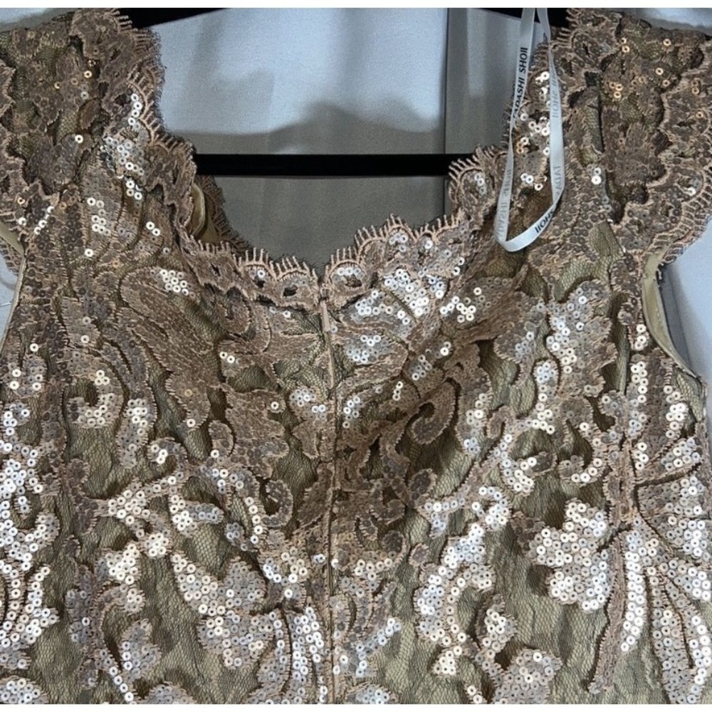 Tadashi Shoji dress size 4  gold champagne sequins maxi  NWT - Picture 6 of 8